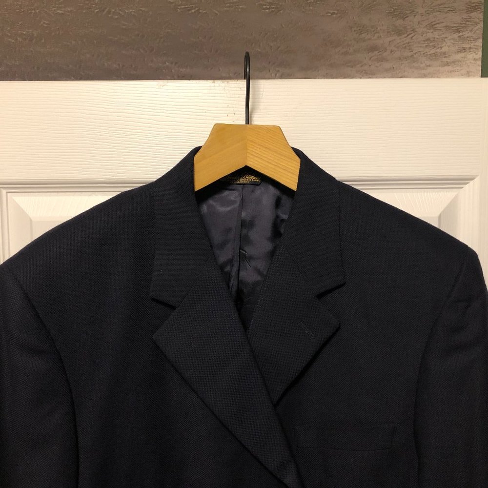 brooks brothers men's new navy 100%worsted wool sport coat jacket blazer 45R